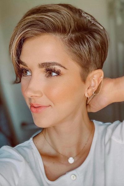 Long Top Side Swept Pixie with Shorter Sides